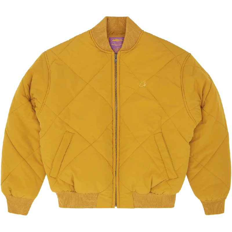 Corteiz Marque Logo Quilted Jaune Veste