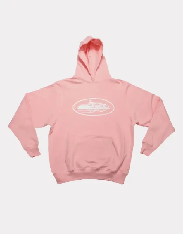 Corteiz Marque Alcatraz Logo Rose/Blanc Pull