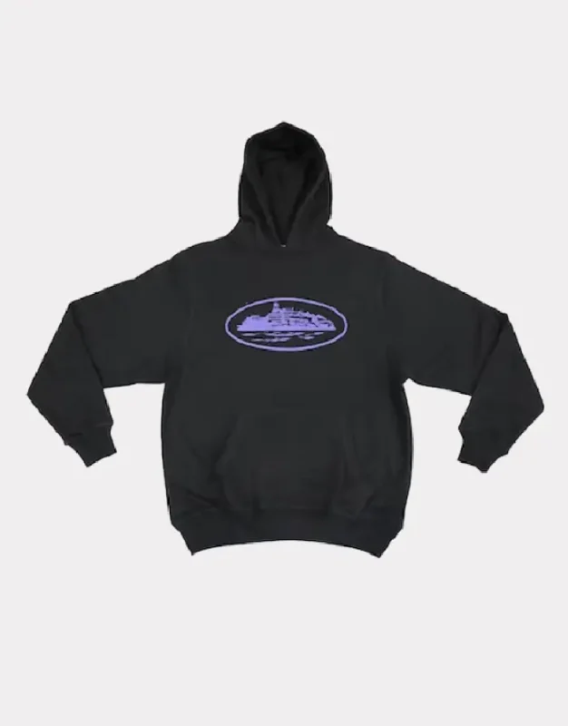 Corteiz Marque Alcatraz Logo Noir/Violet Pull