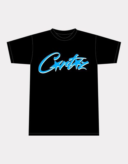 Corteiz Marque Allstarz Logo Noir/Bleu T-Shirt