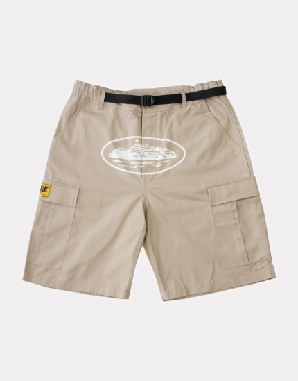 Corteiz Marque Logo Alcatraz Beige Shorts