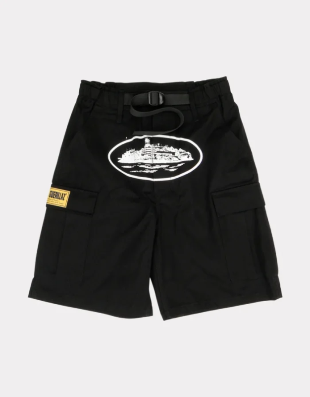 Corteiz Marque Logo Alcatraz Noir Shorts