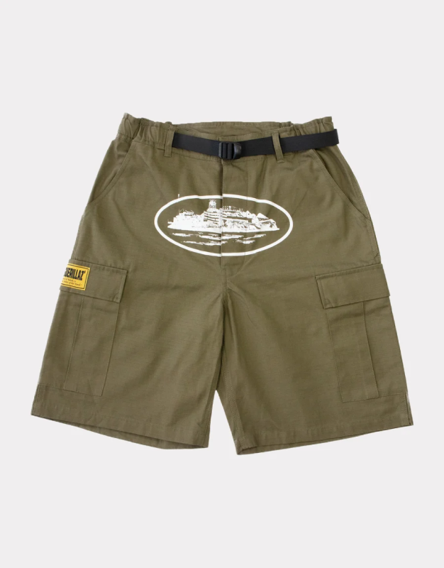 Corteiz Marque Logo Alcatraz Kaki Shorts