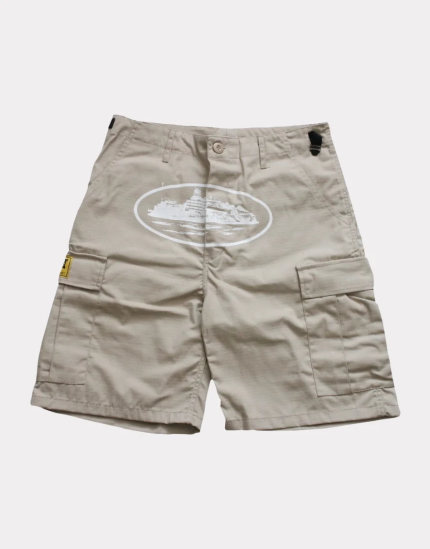 Corteiz Marque Logo Guerillaz Beige Shorts